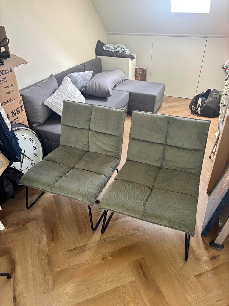Groene rib stof stoelen set, Ophalen, Twee, Overige kleuren, Zo goed als nieuw
