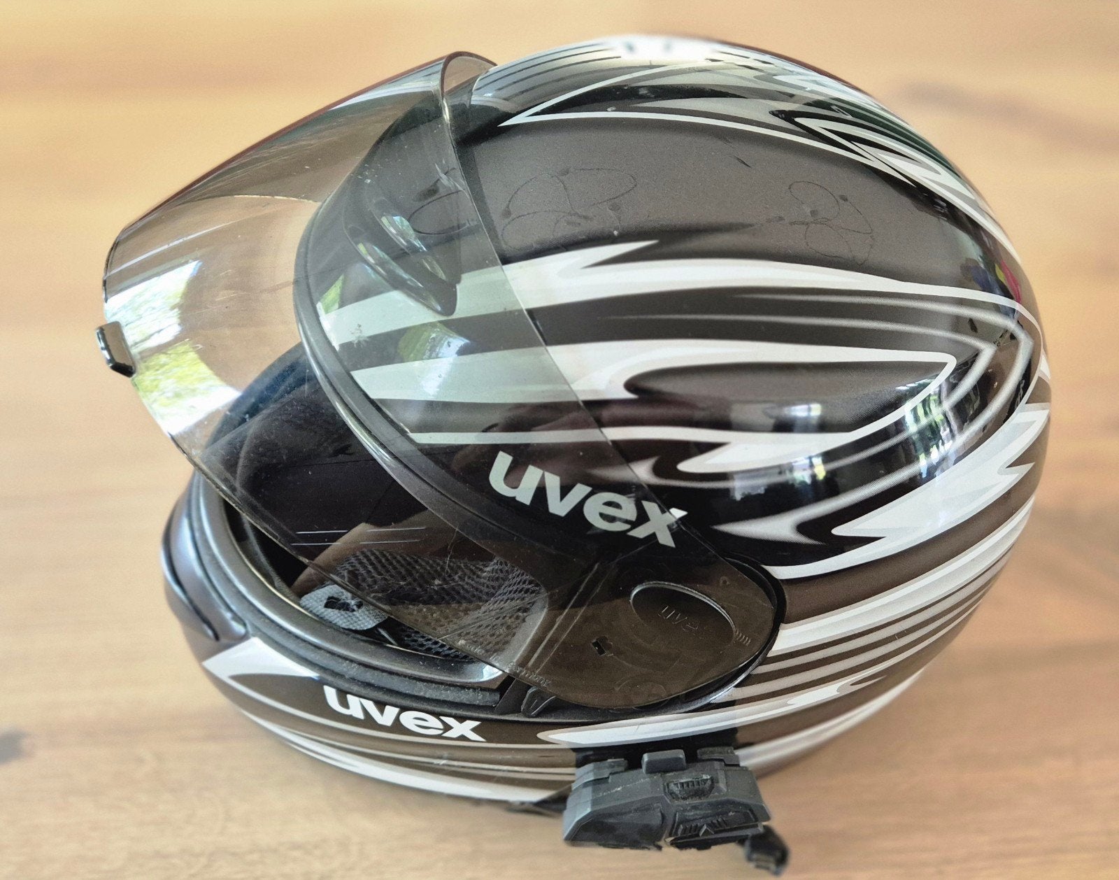 Uvex motorhelm (M) met ingebouwde Uclear Motion 6, Motoren, Kleding | Motorhelmen, Heren, Integraalhelm, Overige merken, Tweedehands