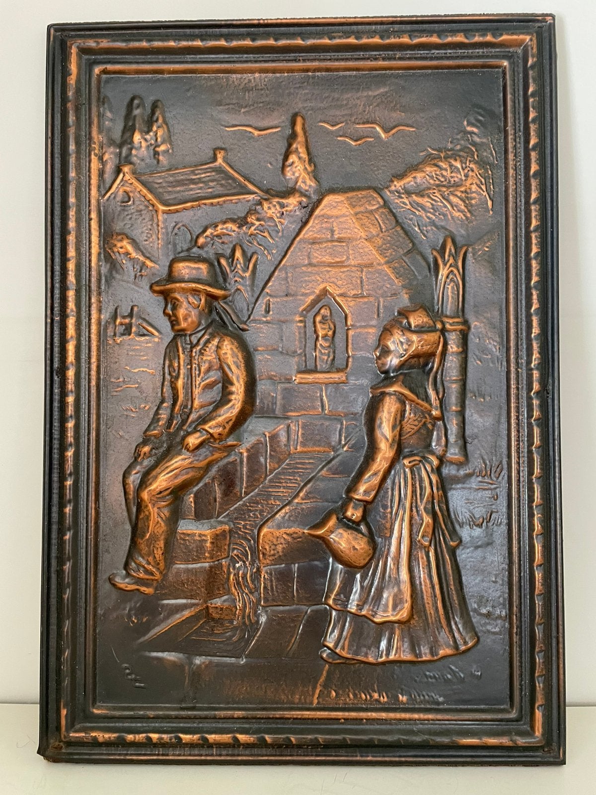 Retro/vintage Schilderij koperplaat relief, Ophalen