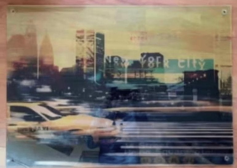 Kunststof bureaulegger, wanddecoratie New York City; 50x70, Diversen, Ophalen of Verzenden, Zo goed als nieuw
