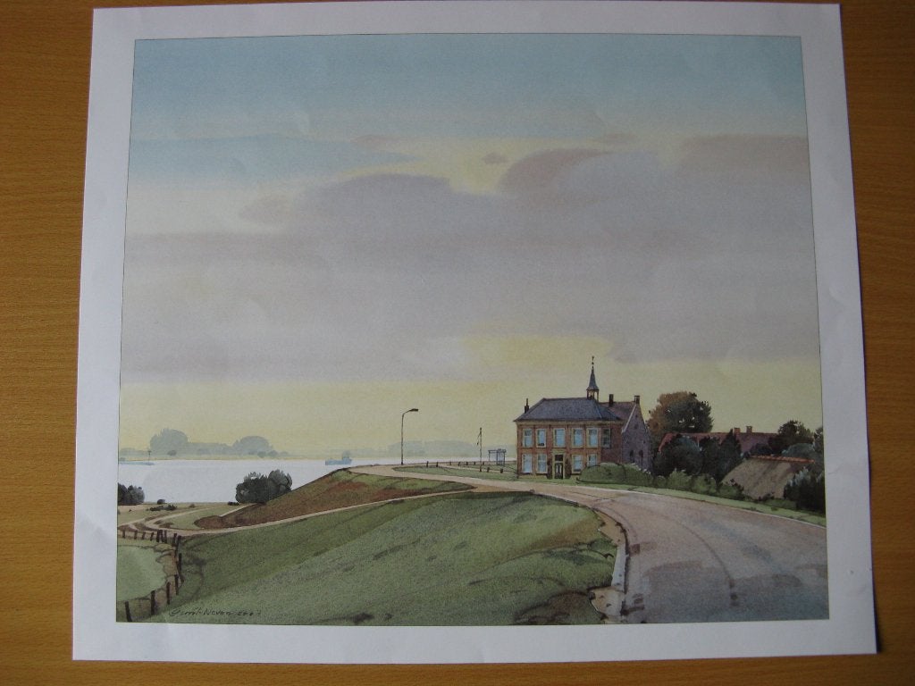 Dorp met een kerk en daar tegenover een boerderij, Ophalen of Verzenden, Voor 1940, Zo goed als nieuw, Overige onderwerpen
