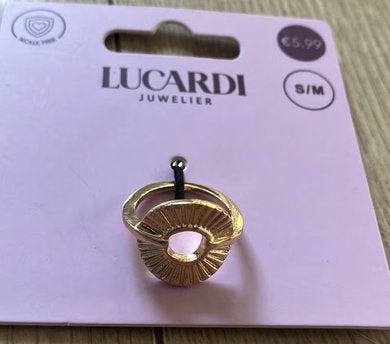 Lucardi ring s/m goudkleurig nieuw, Ophalen of Verzenden, Nieuw, Goud, Dame