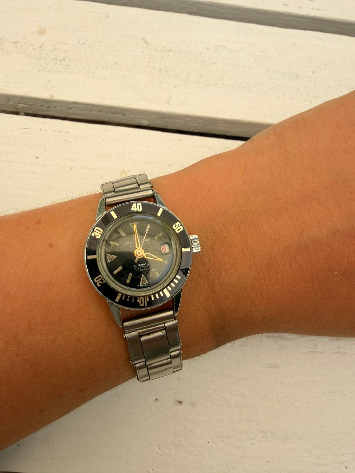 Sigma Valmon automatic vintage skin diver ladies, Overige merken, Staal, Gebruikt, Staal