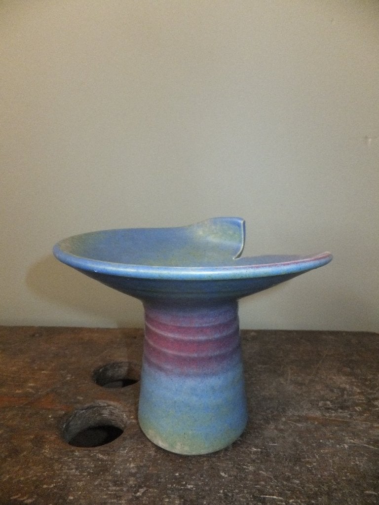 funky vintage vaas, jaren 80/90, blauw-paars kraag, mobach?, Ophalen
