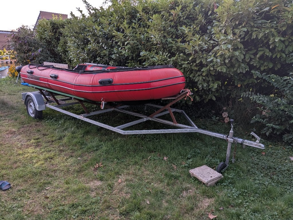 Rubberboot 4.20m met boottrailer en Yamaha 5pk, Ophalen, Gebruikt, Motorboot