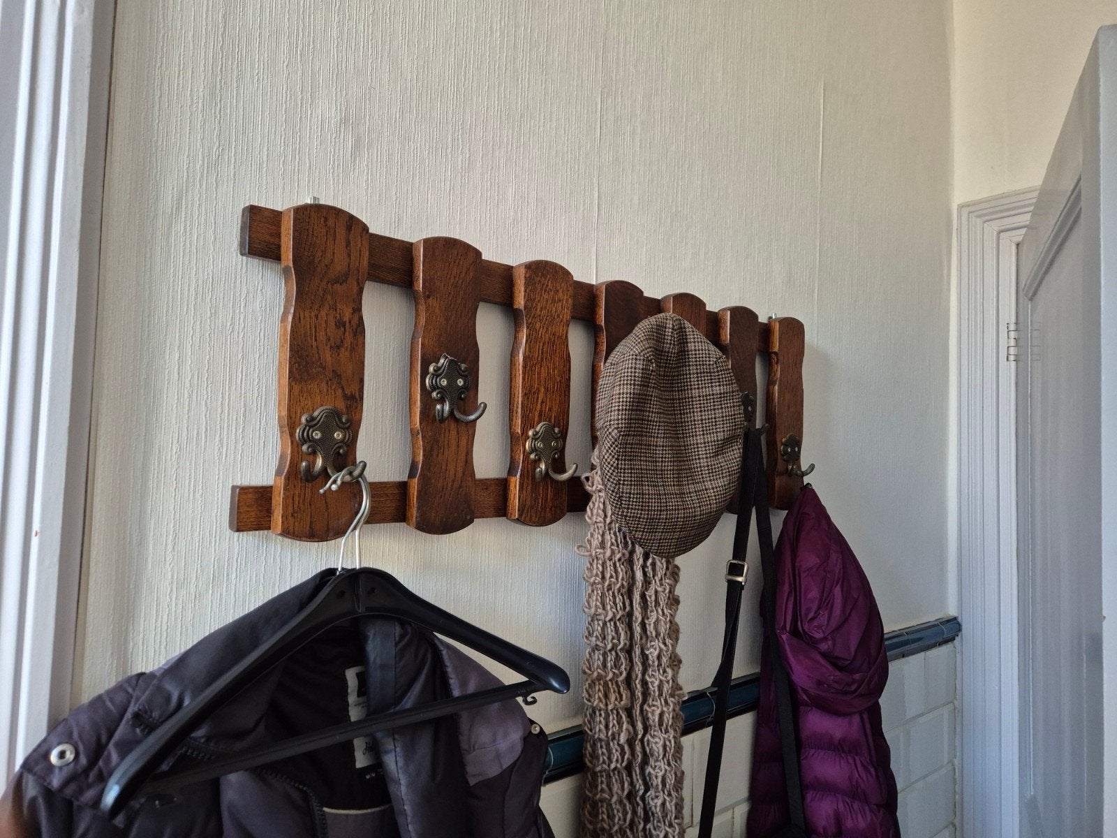 mooie oude kapstok, Huis en Inrichting, Woonaccessoires | Kapstokken, Ophalen, Gebruikt, Hout, Wandkapstok
