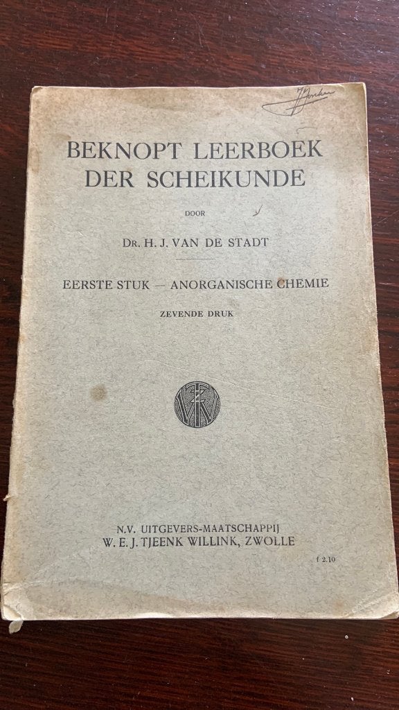 Beknopt leerboek der scheikunde - H.J. van de Stadt, Ophalen of Verzenden, Natuurwetenschap