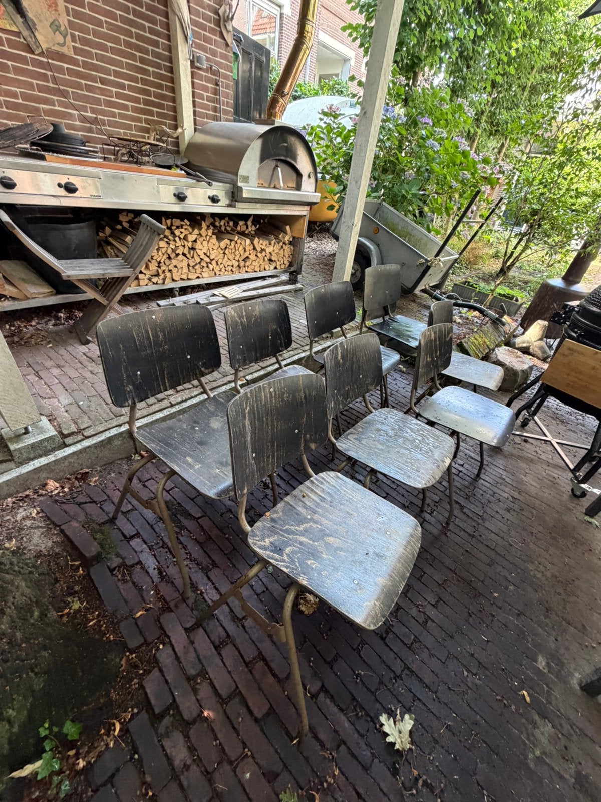 9 stapelbare kantine stoelen, gratis afhalen, Ophalen, Gebruikt, Vijf, Zes of meer stoelen, Kantine, school