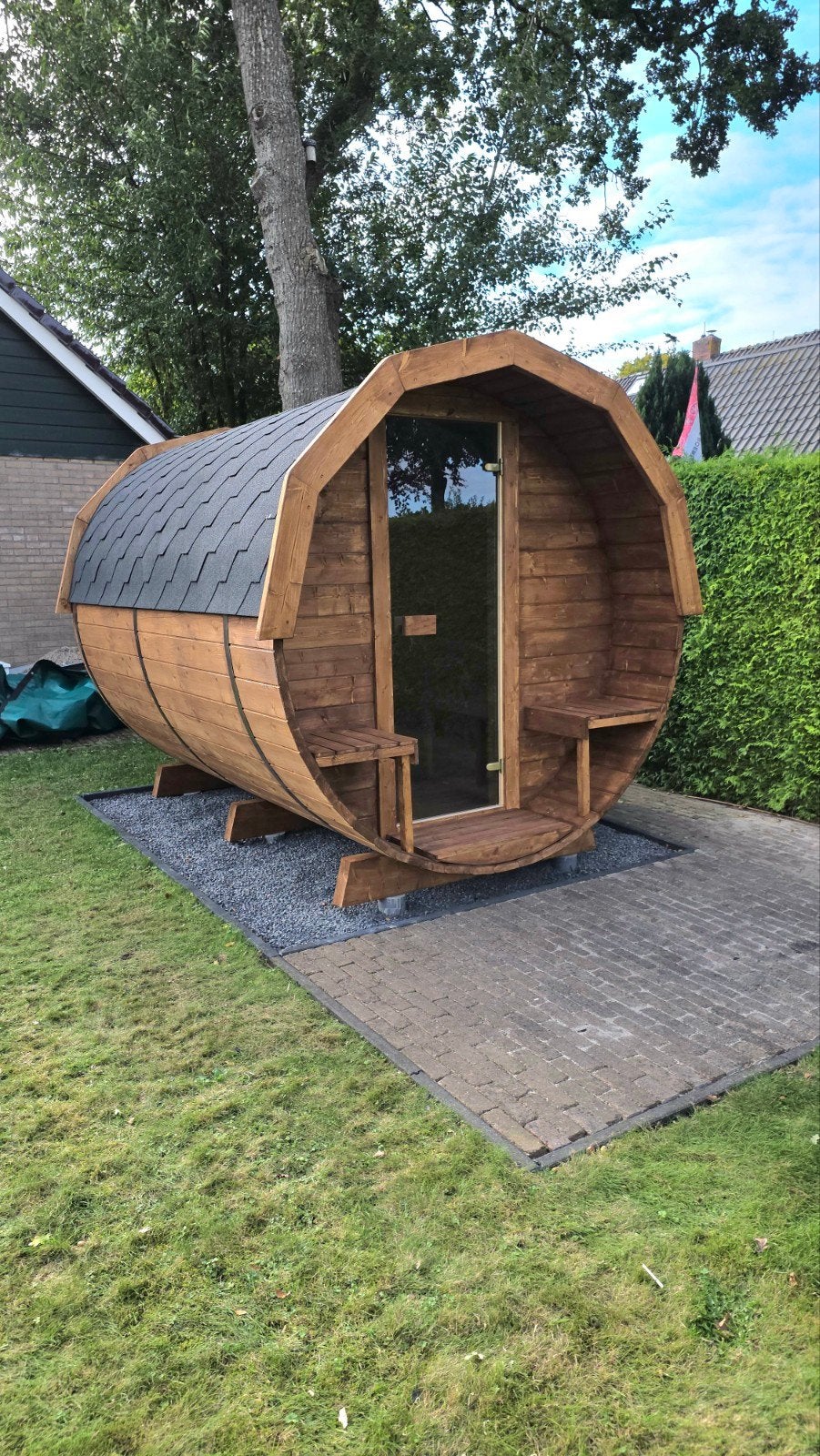 3M Barrel Sauna Gratis Levering en Plaatsing - 10% KORTING, Sport en Fitness, Sauna, Ophalen of Verzenden, Nieuw, Complete sauna