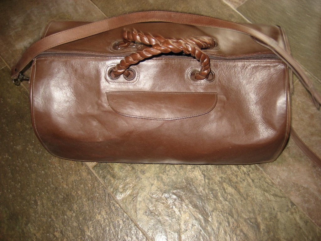 Lederen REISTAS 50X30X23 gevoerd verstevigde bodem nieuw, 40 tot 60 cm, 30 cm of meer, Bruin, Ophalen of Verzenden