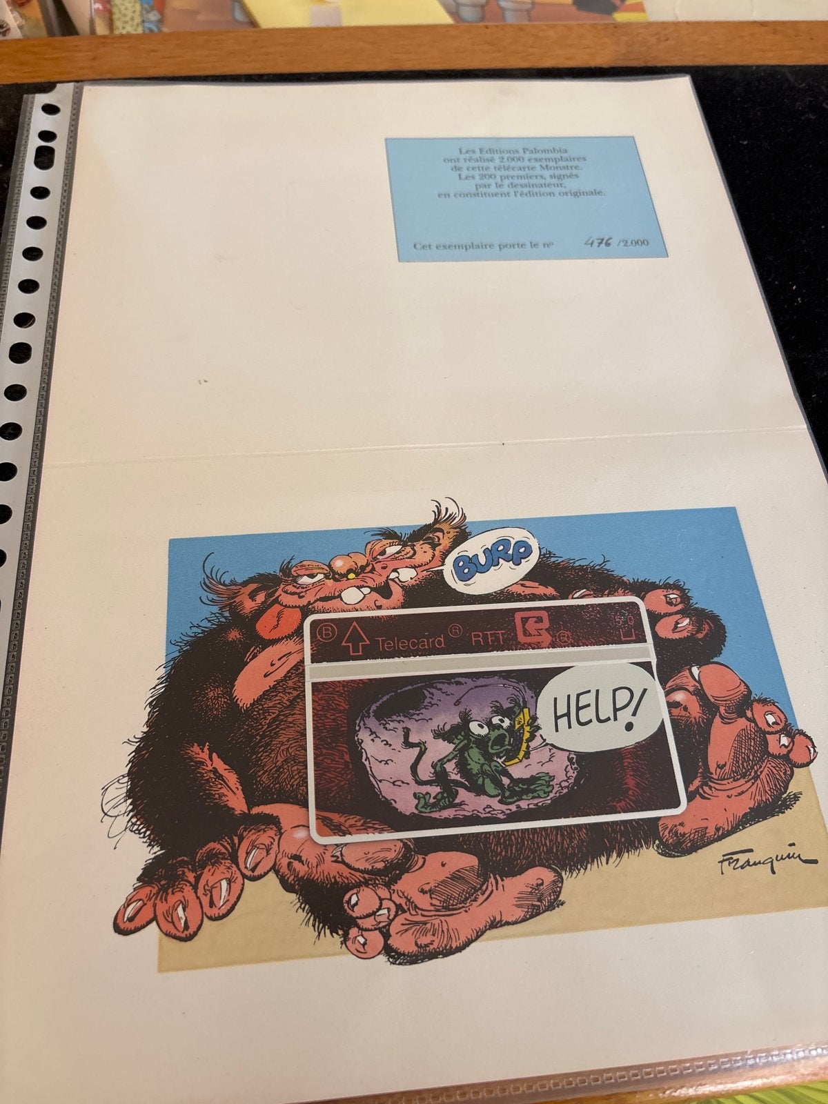 Franquin Monstre Telecard - Gelimiteerde Oplage 476/2000, Ophalen of Verzenden, Zo goed als nieuw