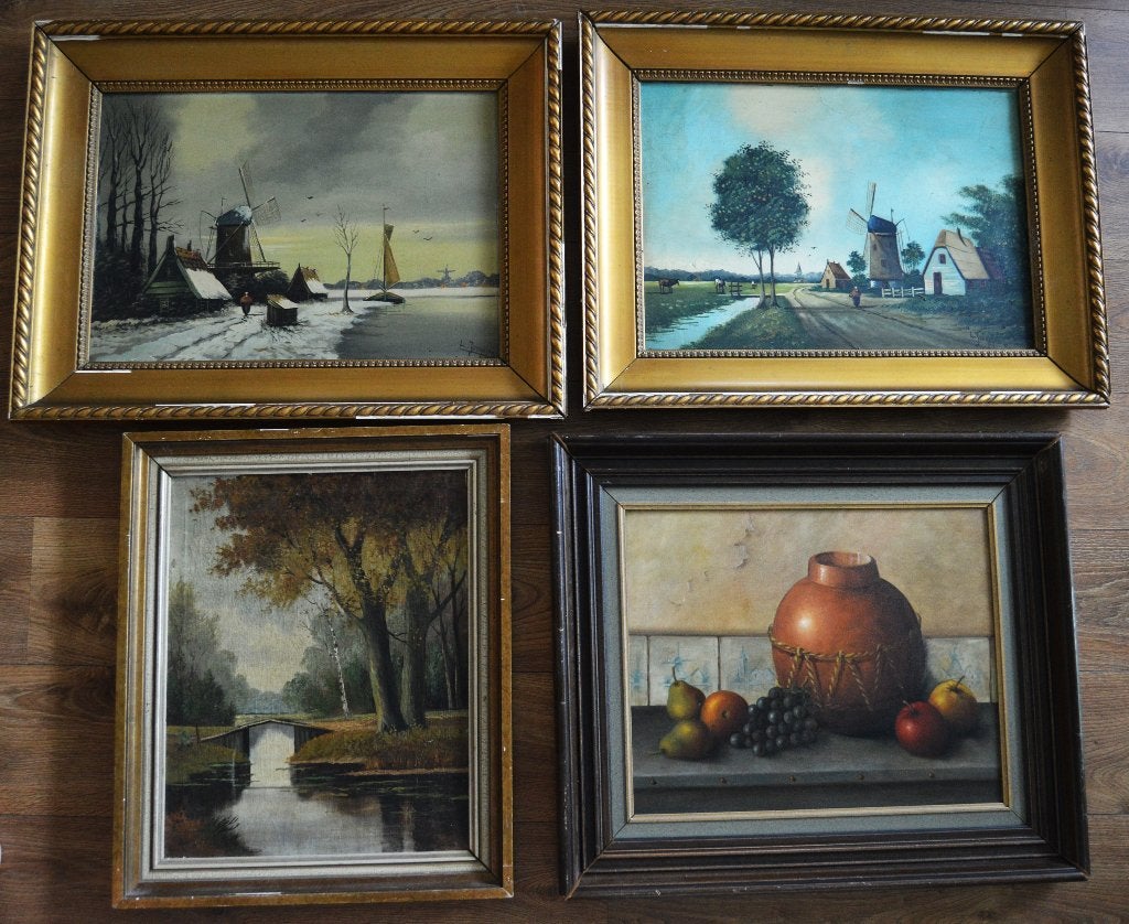 olieverf schilderijen 4 diverse., Ophalen