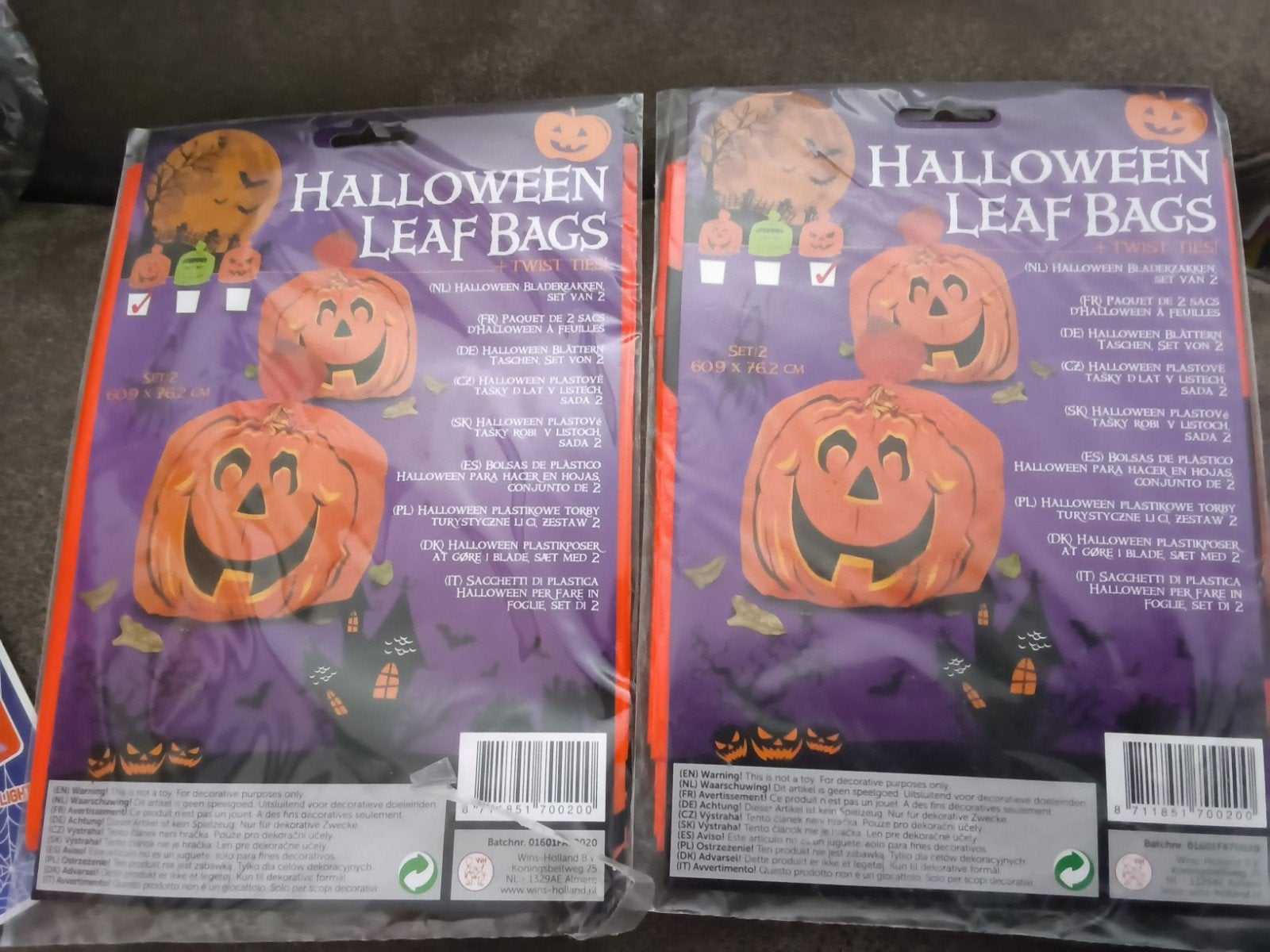 Halloween zakken - 2 verschillende uitvoeringen, Hobby en Vrije tijd, Ophalen of Verzenden, Nieuw, Versiering, Halloween of Griezel