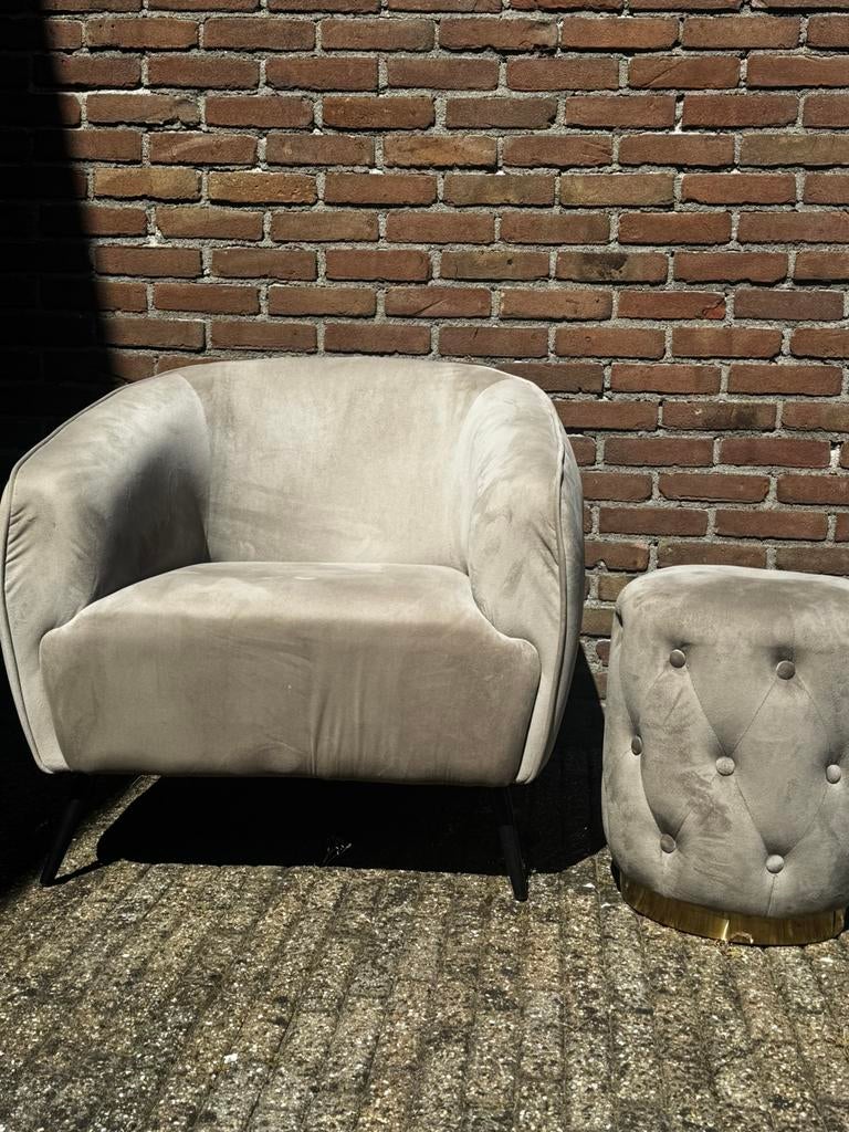 PTMD fauteuil met poef, Ophalen of Verzenden, Zo goed als nieuw, Minder dan 75 cm, 50 tot 75 cm