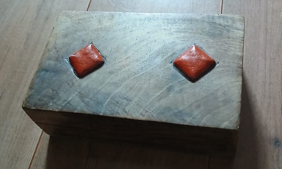 Vintage houten sieradendoos uit de jaren 40-elegant, Antiek en Kunst, Ophalen of Verzenden