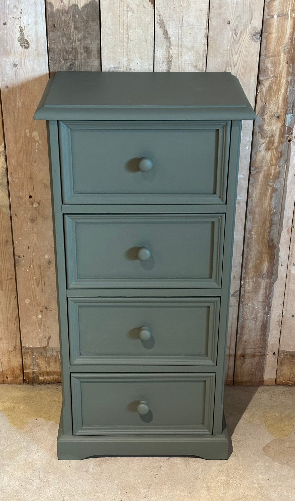 Brocante ladekastje - smal - groen - basic, Ophalen, Minder dan 50 cm, Zo goed als nieuw, 3 of 4 laden