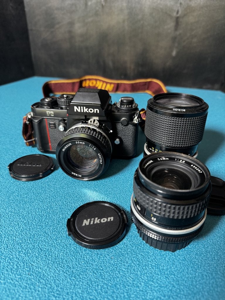 Nikon F3 met lenzen, analoog camera, Audio, Tv en Foto, Fotocamera's Analoog, Ophalen of Verzenden, Gebruikt, Spiegelreflex, Nikon