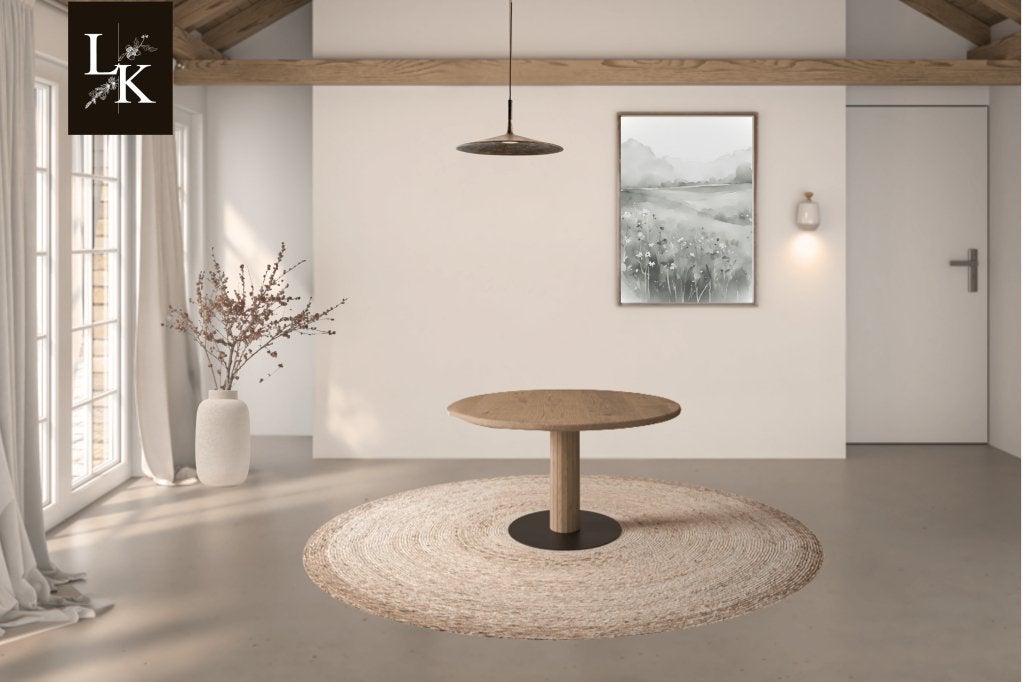 Ronde eiken eettafel Skye – massief & op maat, Niet ingevuld, Nieuw, Niet ingevuld, Niet ingevuld