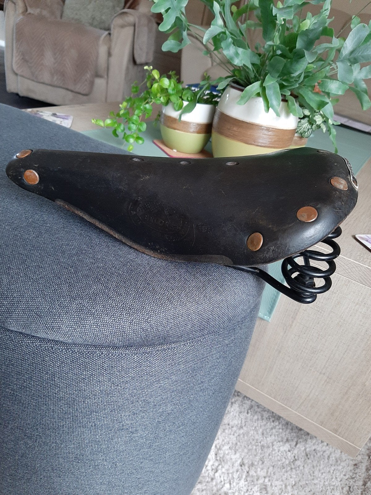 Brooks leren zadel met koperen  klinknagels en veren, Ophalen of Verzenden, Zadel