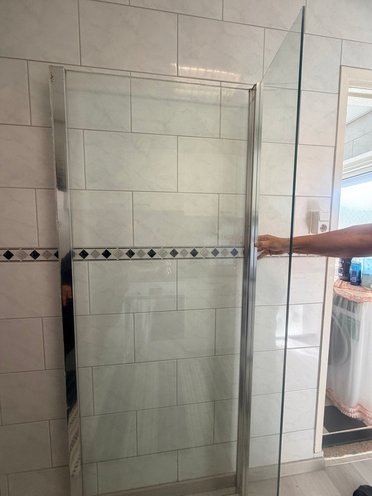 Inloopdouche cabine - Glas en Chroom, Ophalen, Zo goed als nieuw, Glas, Douche