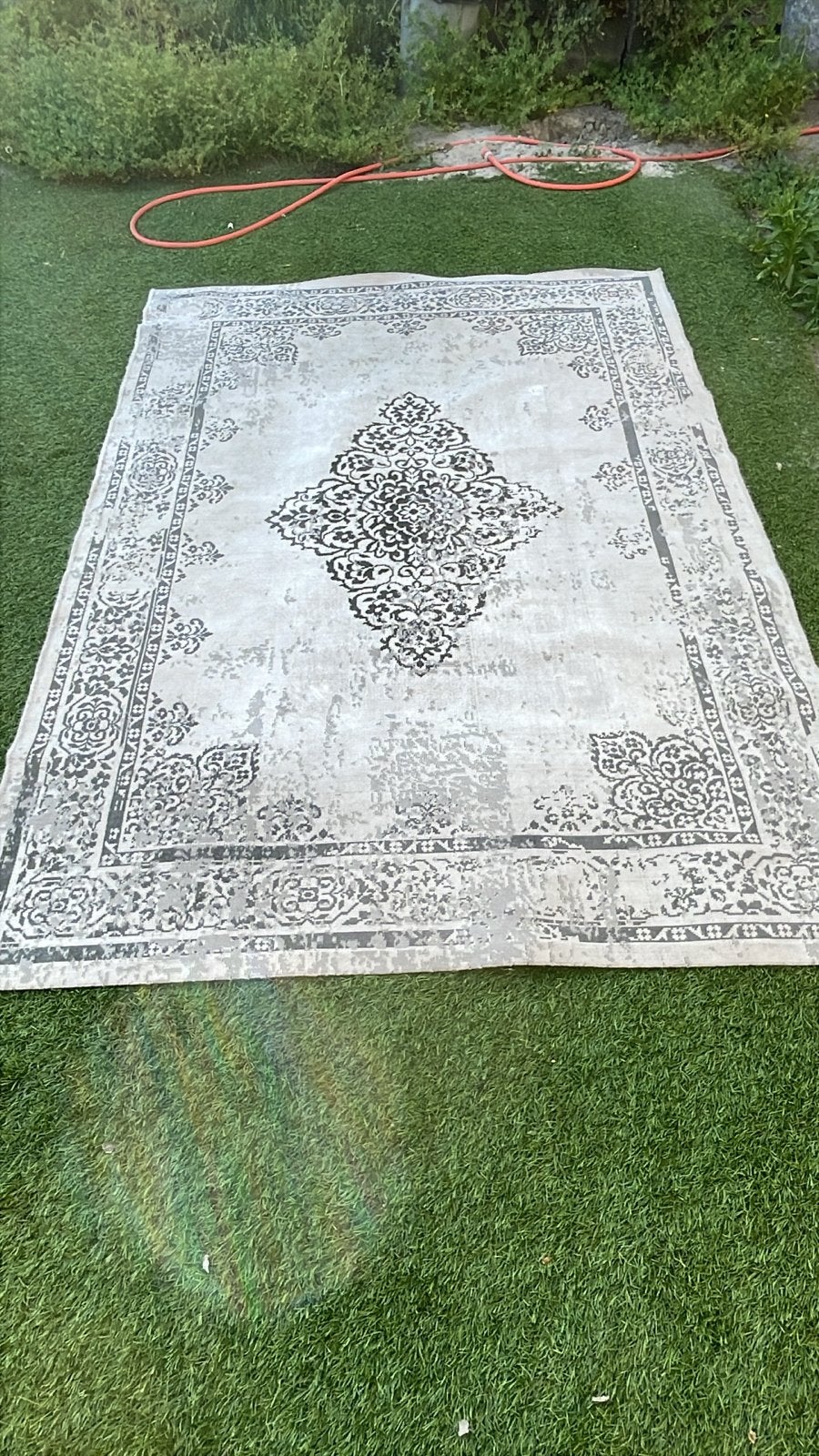 Vloerkleed Grijs/creme 165x225 cm, Huis en Inrichting, Stoffering | Tapijten en Kleden, Ophalen, Gebruikt, 150 tot 200 cm, 200 cm of meer