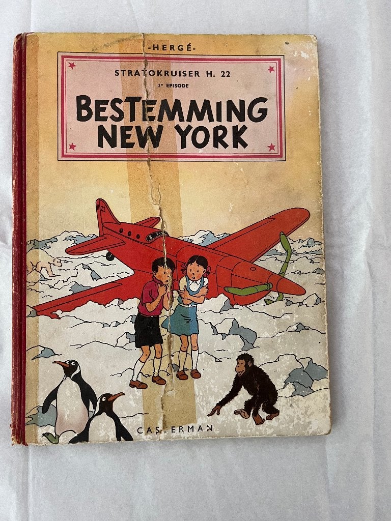 Jo, Suus & Jokko Bestemming New York Hergé 1951 HC, Boeken, Gelezen, Eén stripboek, Hergé ,Casterman, Ophalen of Verzenden