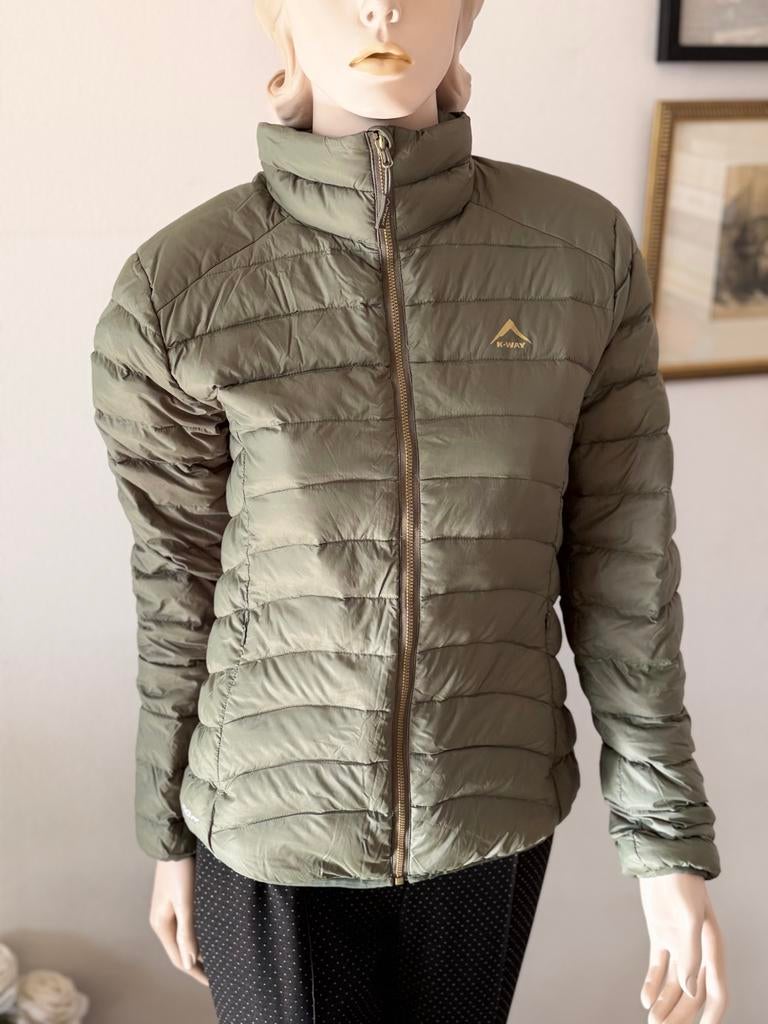 K-way Khaki Dons Jas - Lichtgewicht & Warm, Ophalen of Verzenden, Zo goed als nieuw, Maat 36 (S), Groen