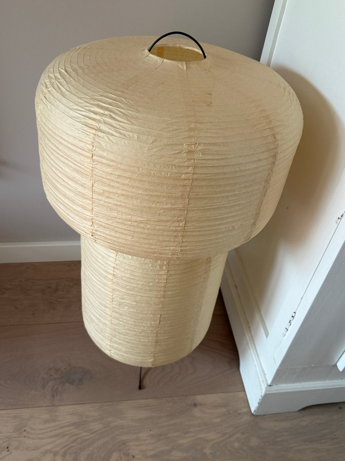 H&M Home rijstpapieren lamp - 80 cm hoog, licht ecru, Ophalen, Zo goed als nieuw, Textiel, Minder dan 100 cm