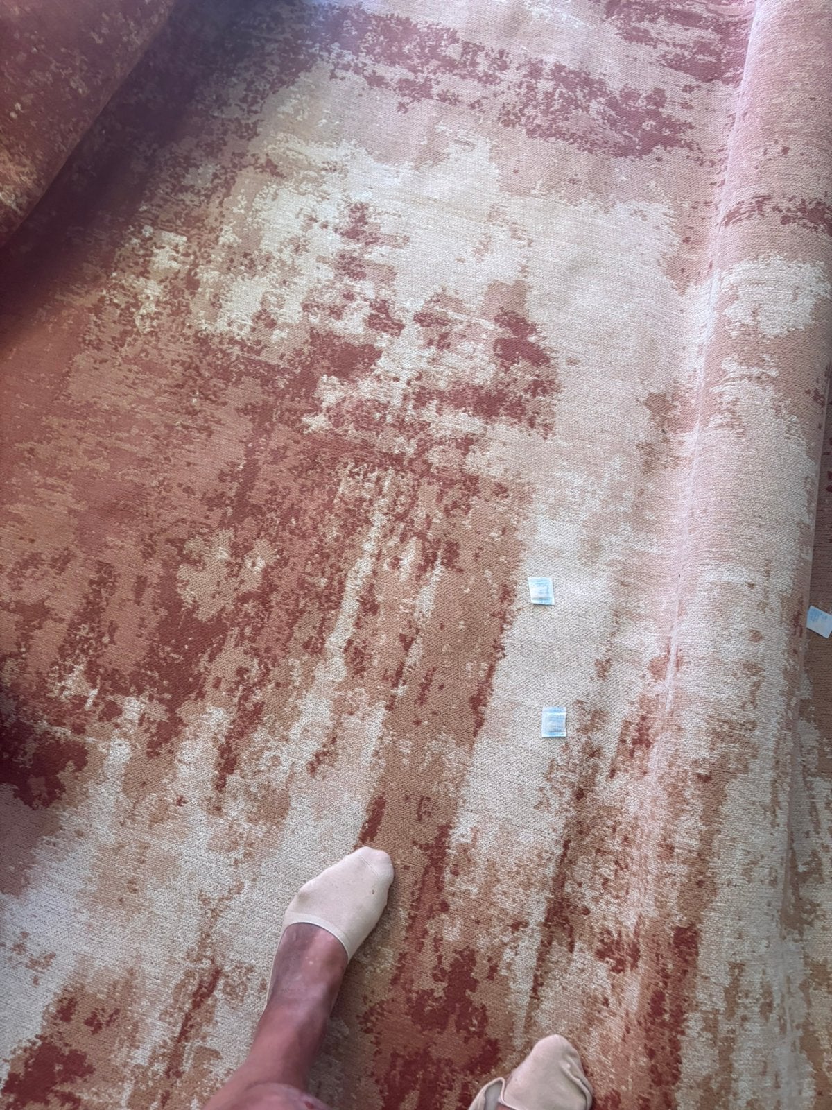 Luxe design vloerkleed – Taupe/Terracotta – Zeer mooie staat, Ophalen, Zo goed als nieuw
