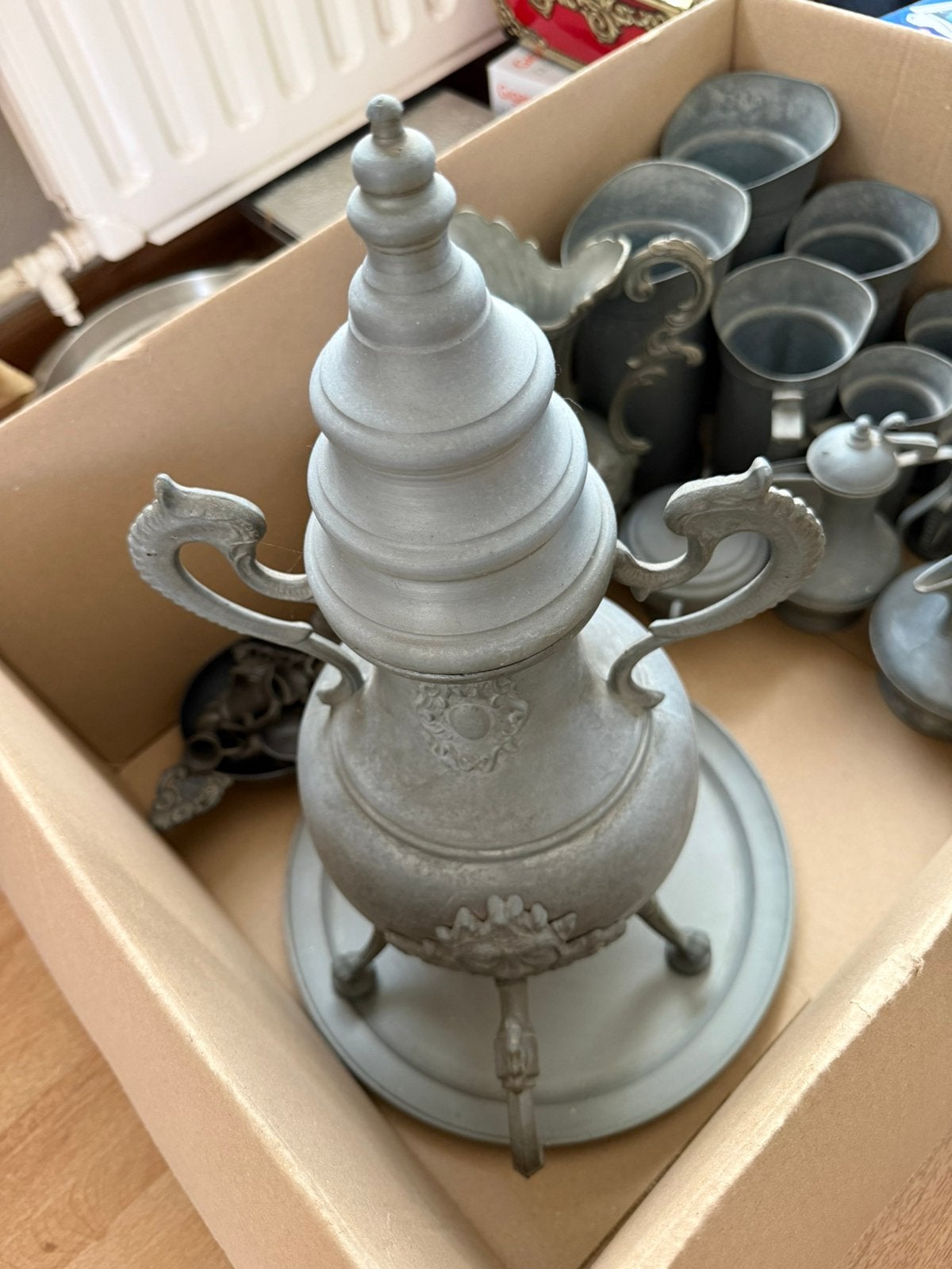Tinnen schalen en kannetjes, Ophalen, Gebruikt, Overige materialen