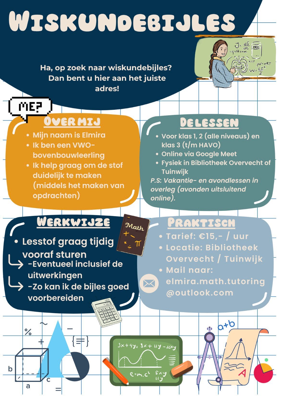Wiskundebijles Klas 1-2 (alle niveaus) + 3 (t/m HAVO), Diensten en Vakmensen, Bijles