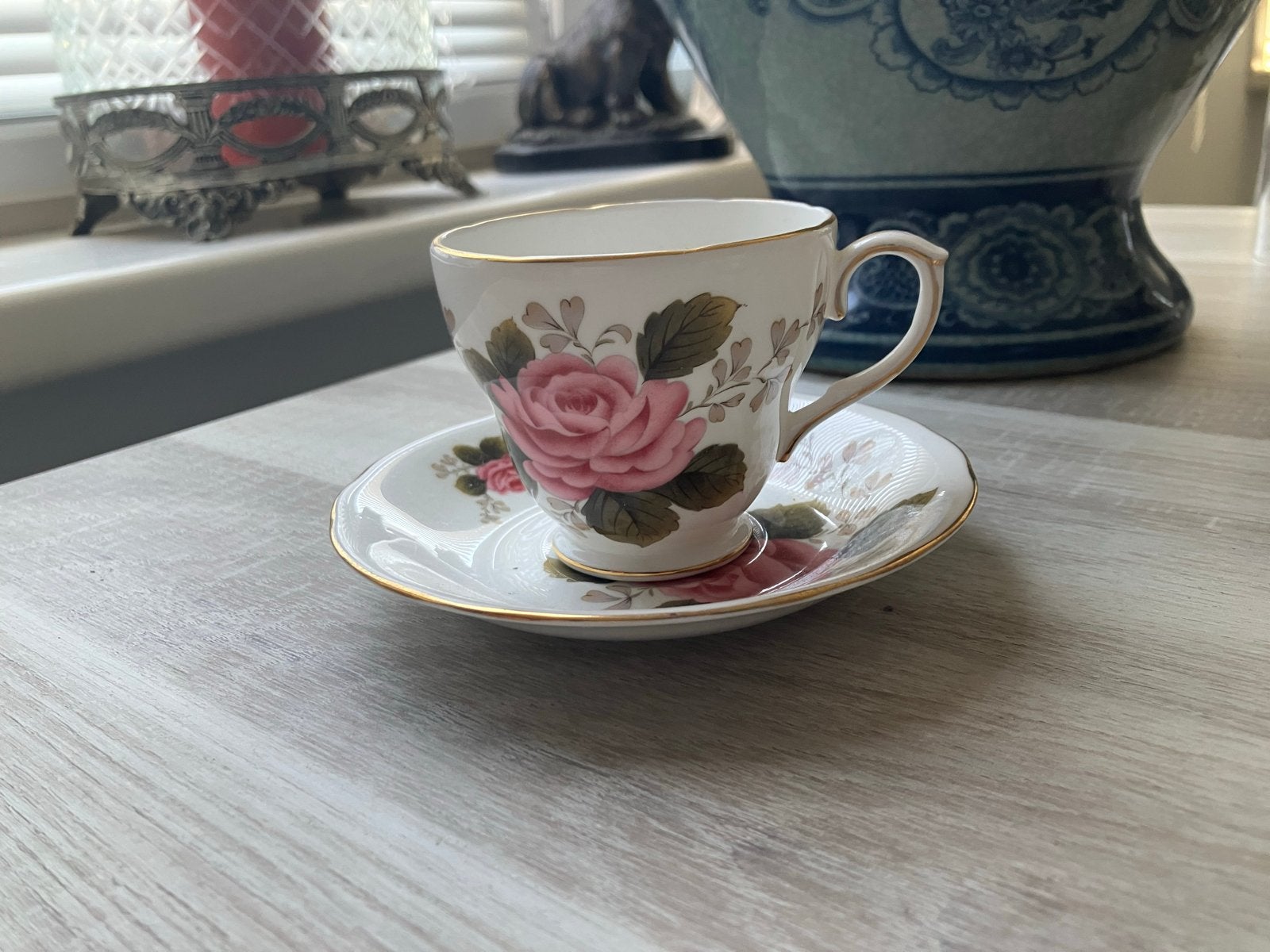 Duchess Bone China kop en schotel - Fern Rose, Ophalen of Verzenden