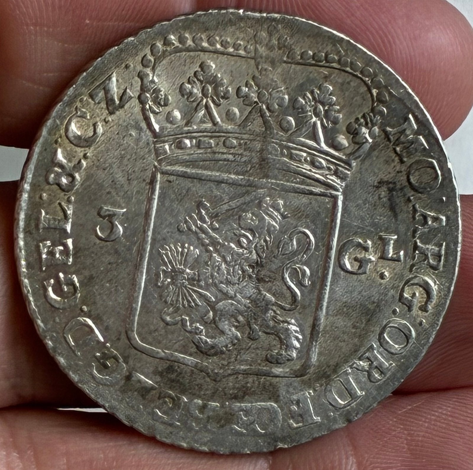 Nederland, 3 Gulden 1764 Gelderland, scherp en muntglans, Postzegels en Munten, Munten | Nederland, Ophalen of Verzenden, Vóór koninkrijk