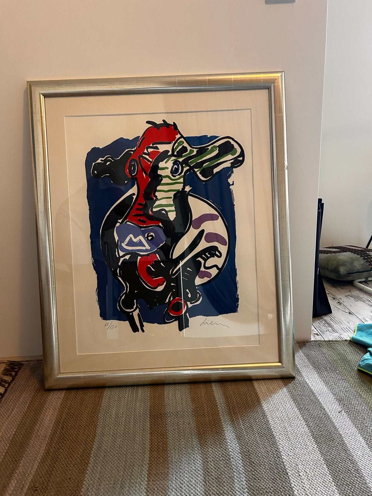 Zeefdruk Peter Diem, gesigneerd en ingelijst, Ophalen, Figuren, Papier/karton, Zeefdruk