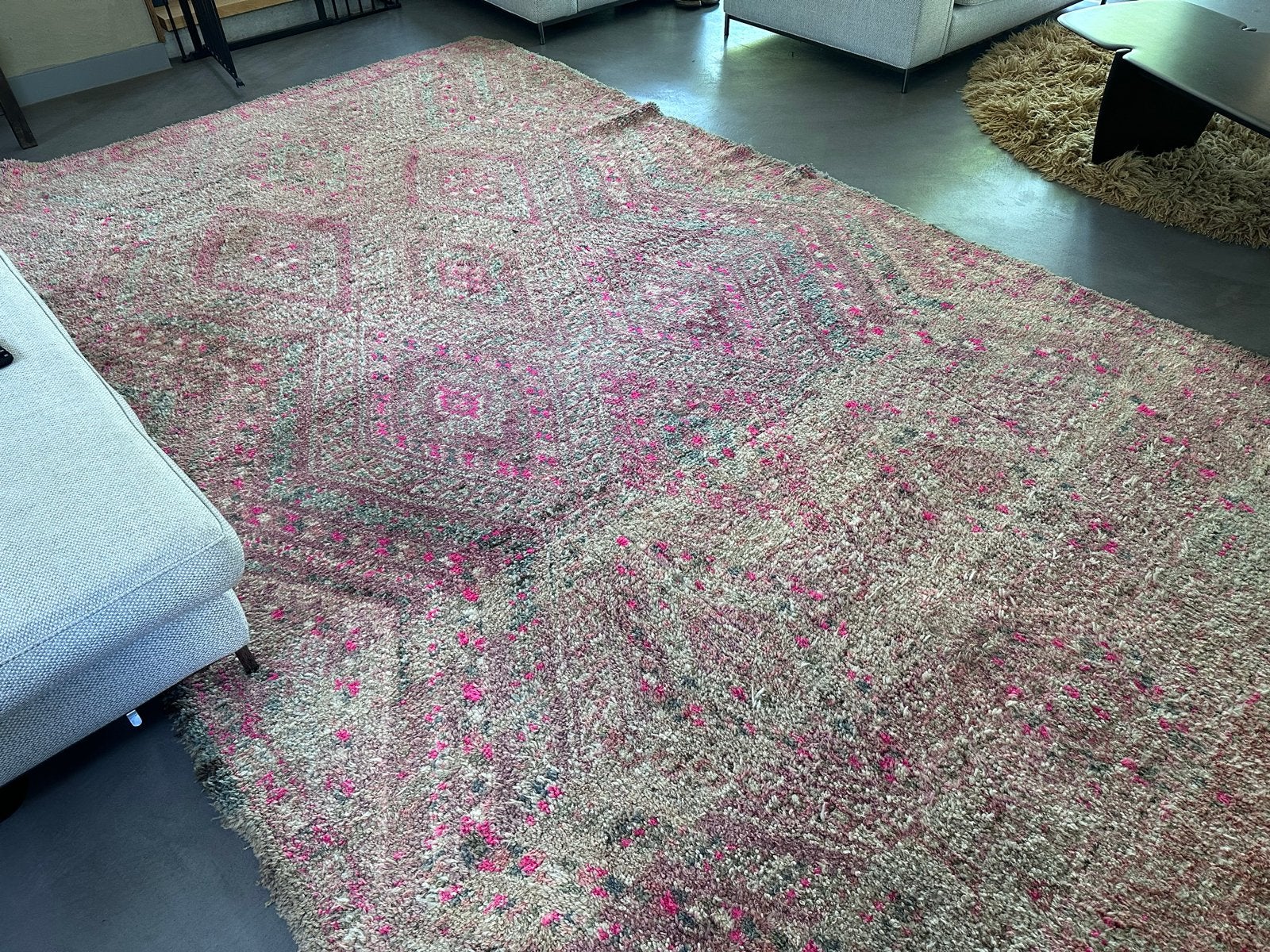 Vintage Berber vloerkleed - Roze/Grijs/Crème, Ophalen, Gebruikt, 200 cm of meer, Roze
