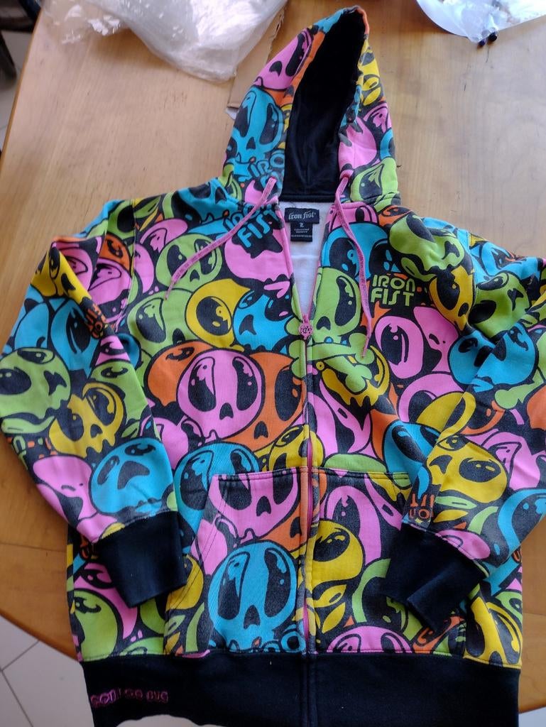 Iron Fist Kleurrijk Vest met Doodskop Print - Maat L, Kleding | Dames, Overige kleuren, Iron Fist, Maat 42/44 (L), Ophalen of Verzenden