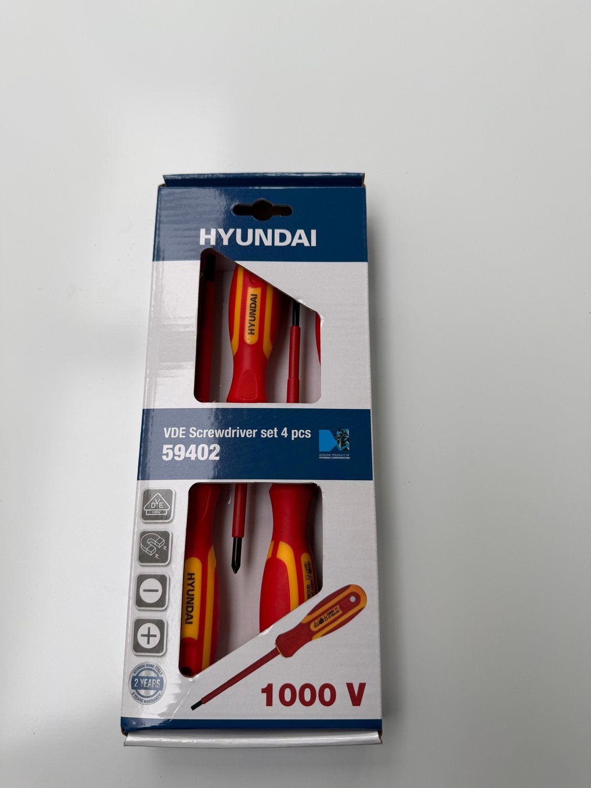 Hyundai VDE Schroevendraaierset 4-delig - 1000V geïsoleerd, Ophalen of Verzenden, Nieuw, Schroevendraaier, Overige merken