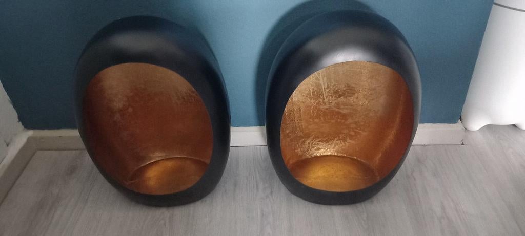 2 mooie gouden windlichten, Huis en Inrichting, Woonaccessoires | Kandelaars en Kaarsen, 25 tot 50 cm, Overige kleuren, Ophalen of Verzenden