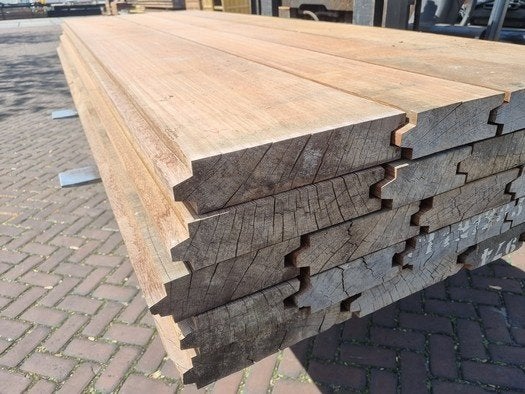 12.42 m2 hardhout vlonderhout / vloerhout 7 cm dik - nr: HP4, Tuin en Terras, Ophalen, Planken, Nieuw, Hardhout