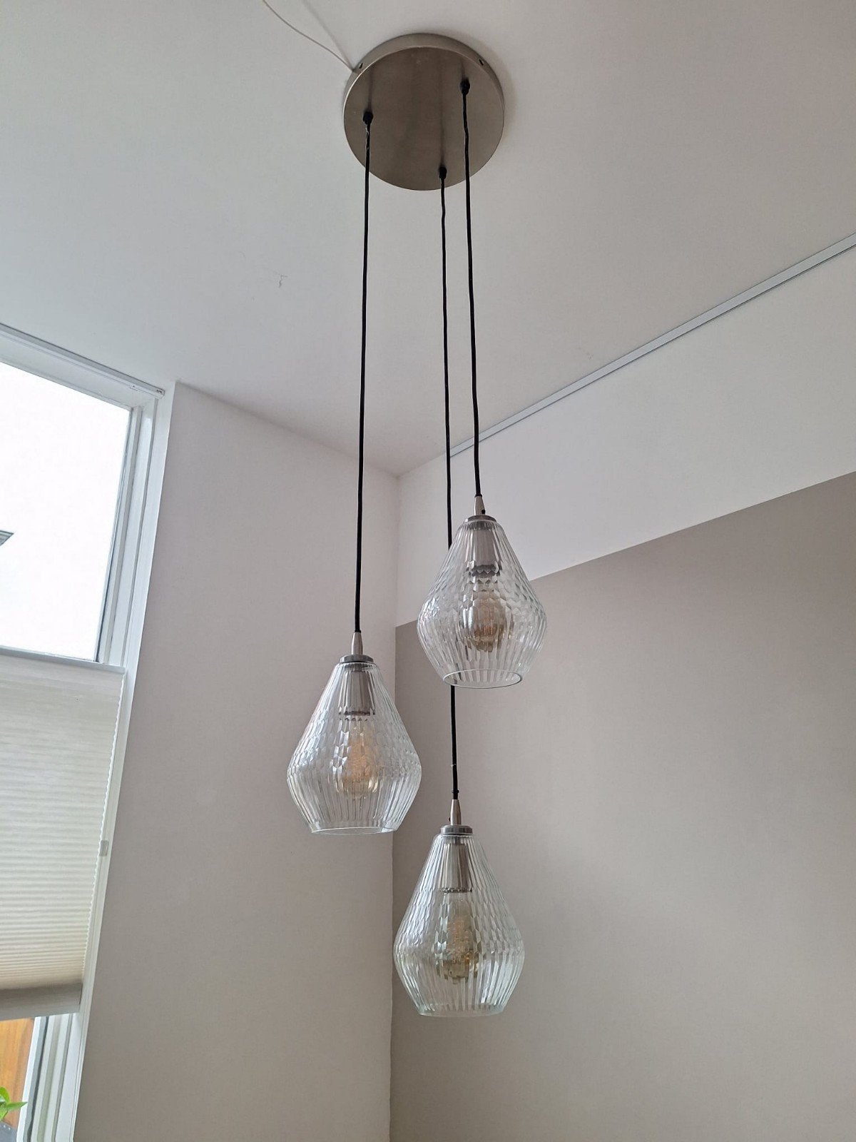 Stijlvolle Loberon hanglamp met diffuus licht, Ophalen, E27 (groot), Zo goed als nieuw, Glas