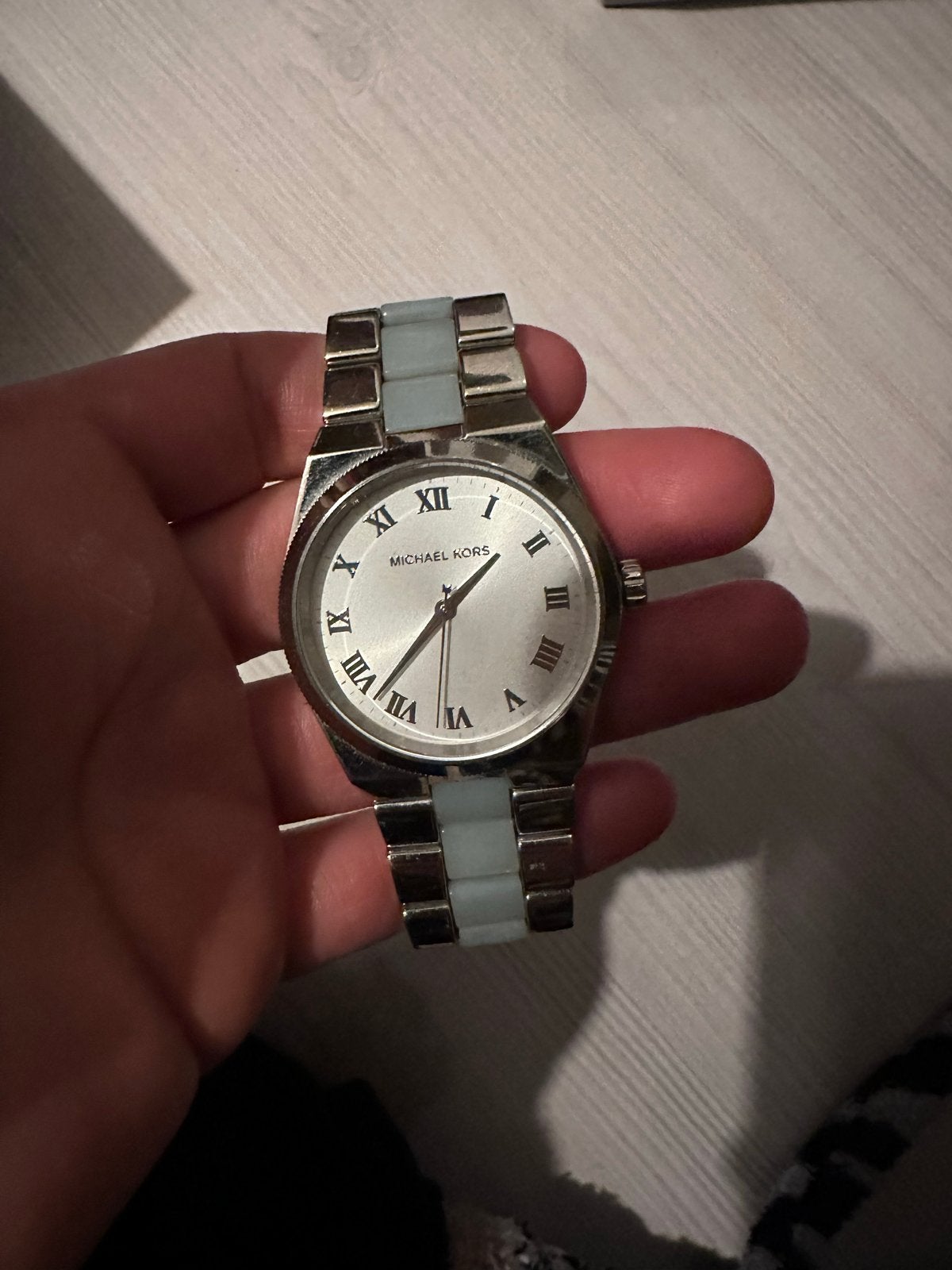 Michael Kors dameshorloge - Zilver met lichtblauw, Overige merken, Gebruikt, Staal, Polshorloge
