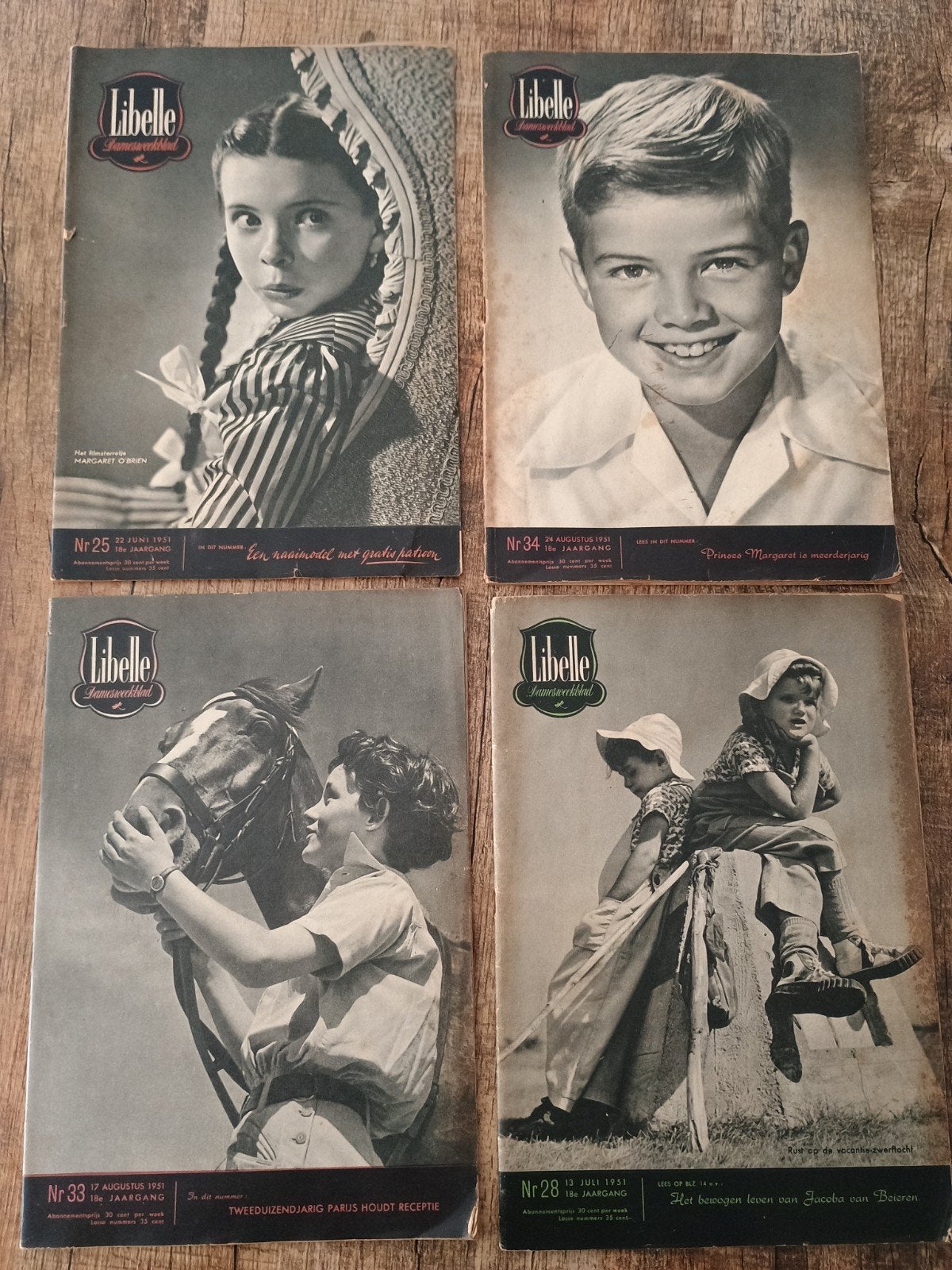 4 oude Libelle tijdschriften - 1951, Boeken, Ophalen of Verzenden, Gelezen, Damesbladen