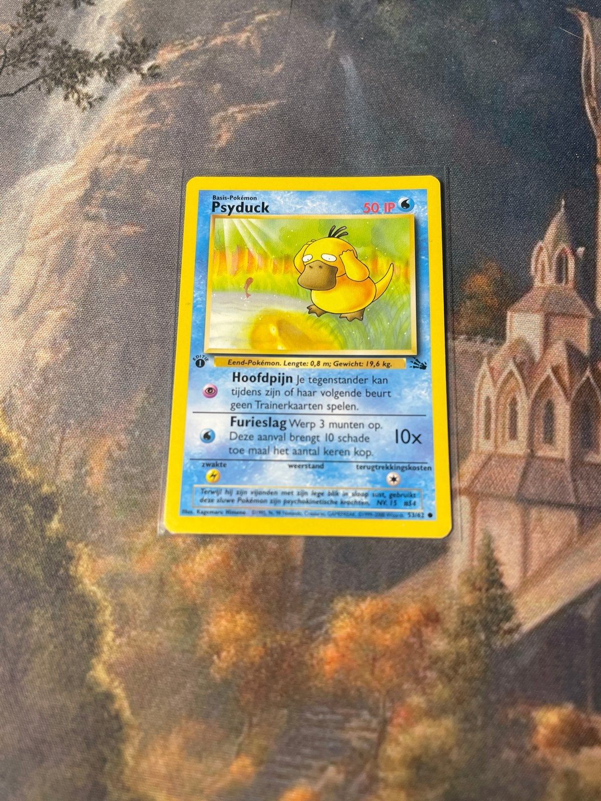 Psyduck Fossil 53/62 1st Edition Nederlands Pokémon Kaart, Ophalen of Verzenden, Gebruikt, Losse kaart