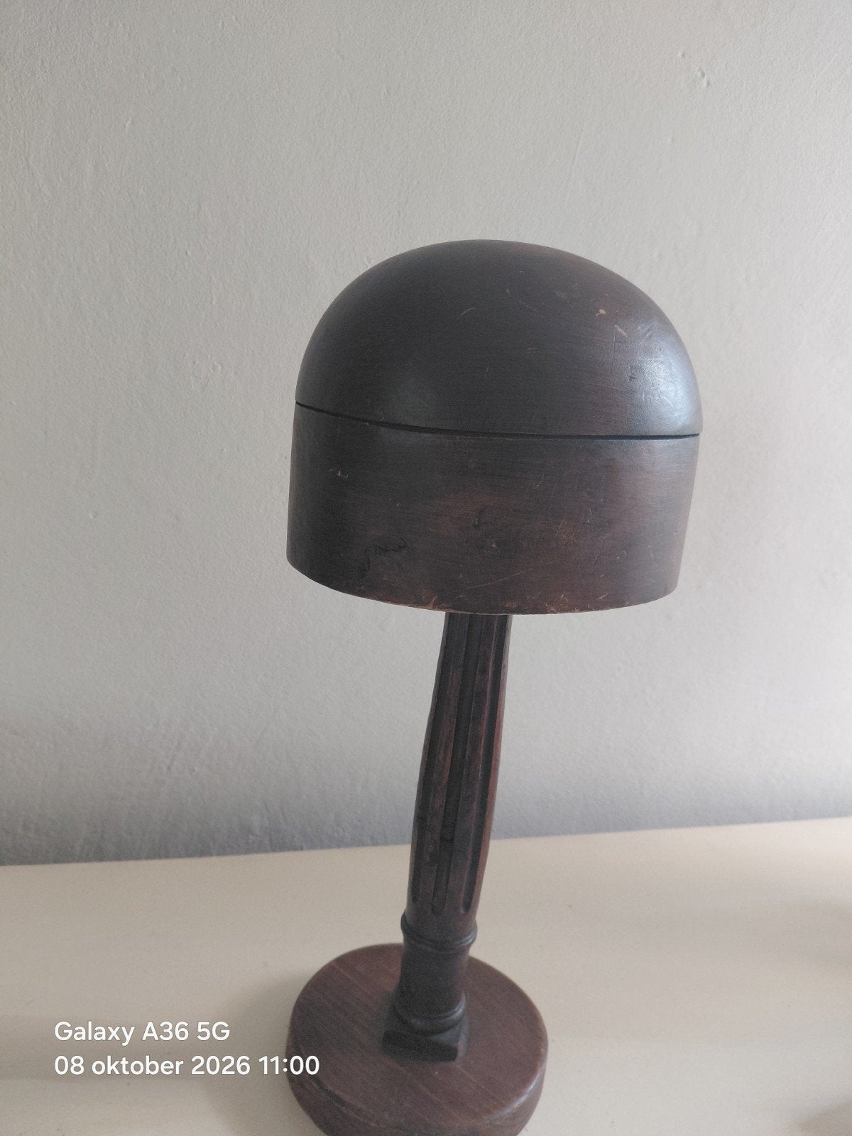 Antieke houten hoedenmal / pruikenstandaard, Antiek en Kunst, Ophalen of Verzenden