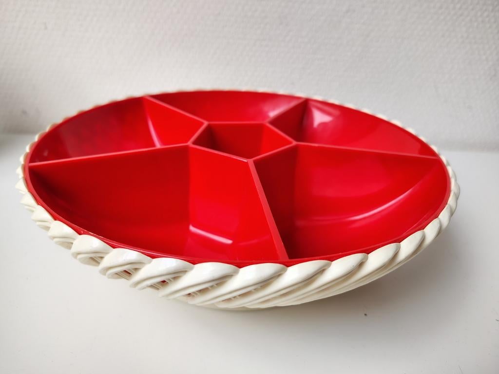Vintage Emsa hapjesschaal, Ophalen of Verzenden, Zo goed als nieuw, Rond, Glas