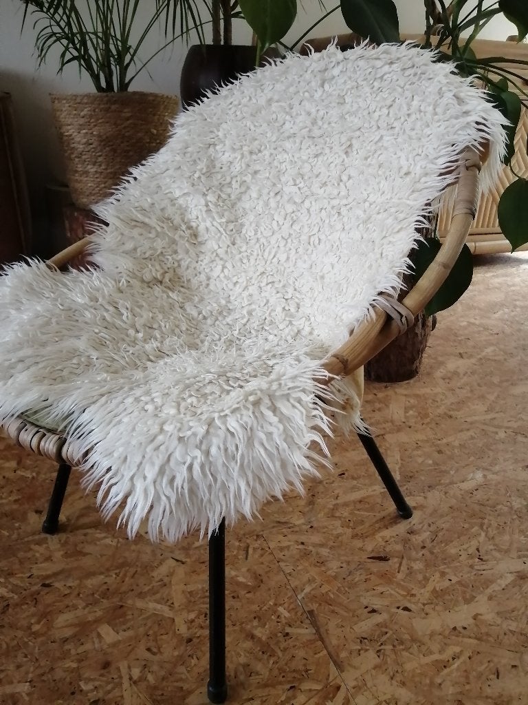 Rieten/ bamboe vintage stoeltje, Huis en Inrichting, Stoelen, Ophalen, Gebruikt, Eén, Hout