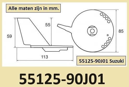 55125-90J01 Suzuki Trim tab voor DF60 tm 140 pk. € 14,95, Ophalen of Verzenden, Nieuw, Motor en Techniek