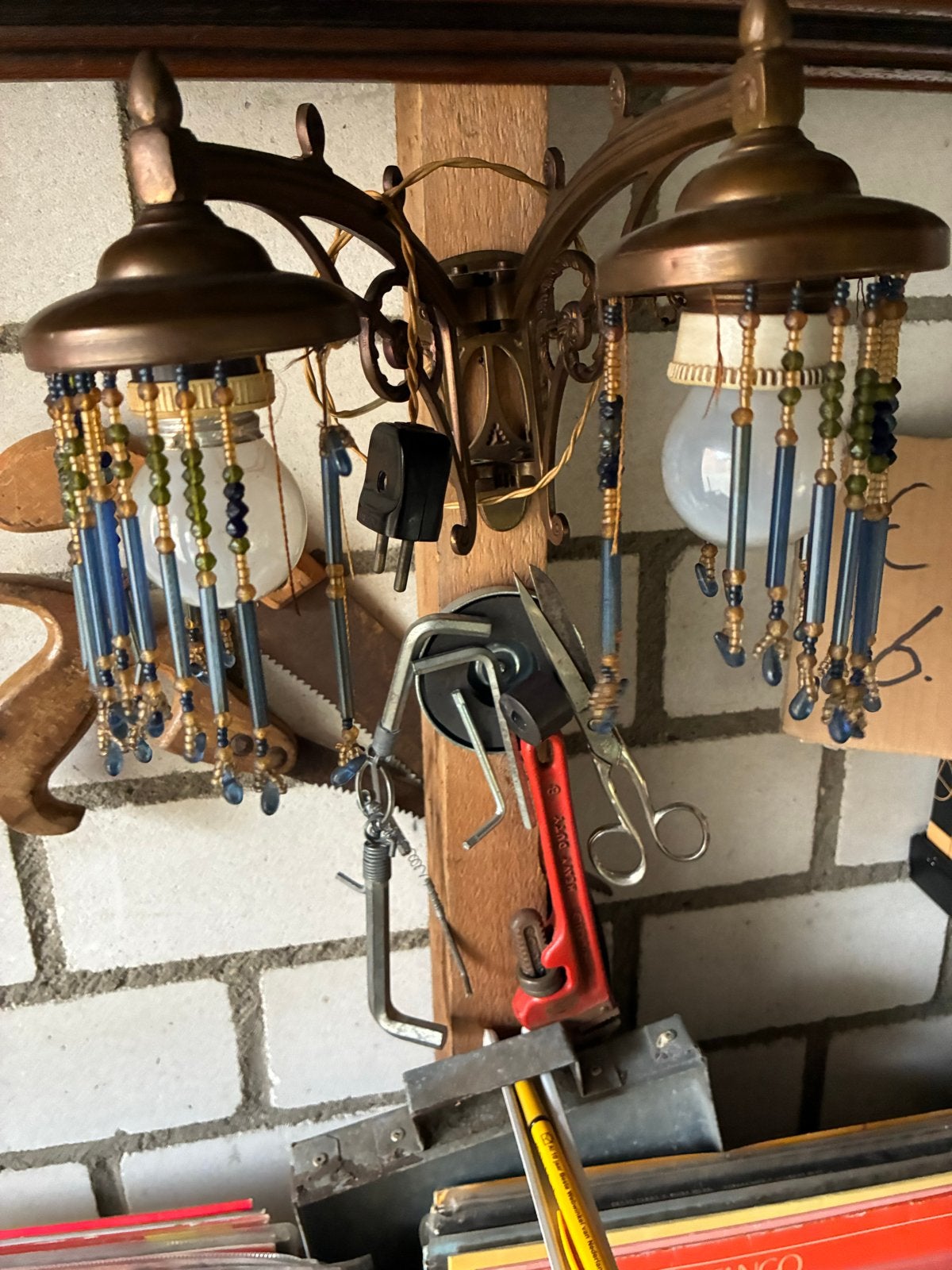 Vintage Wandlamp met Kralen en Kwastjes, Ophalen