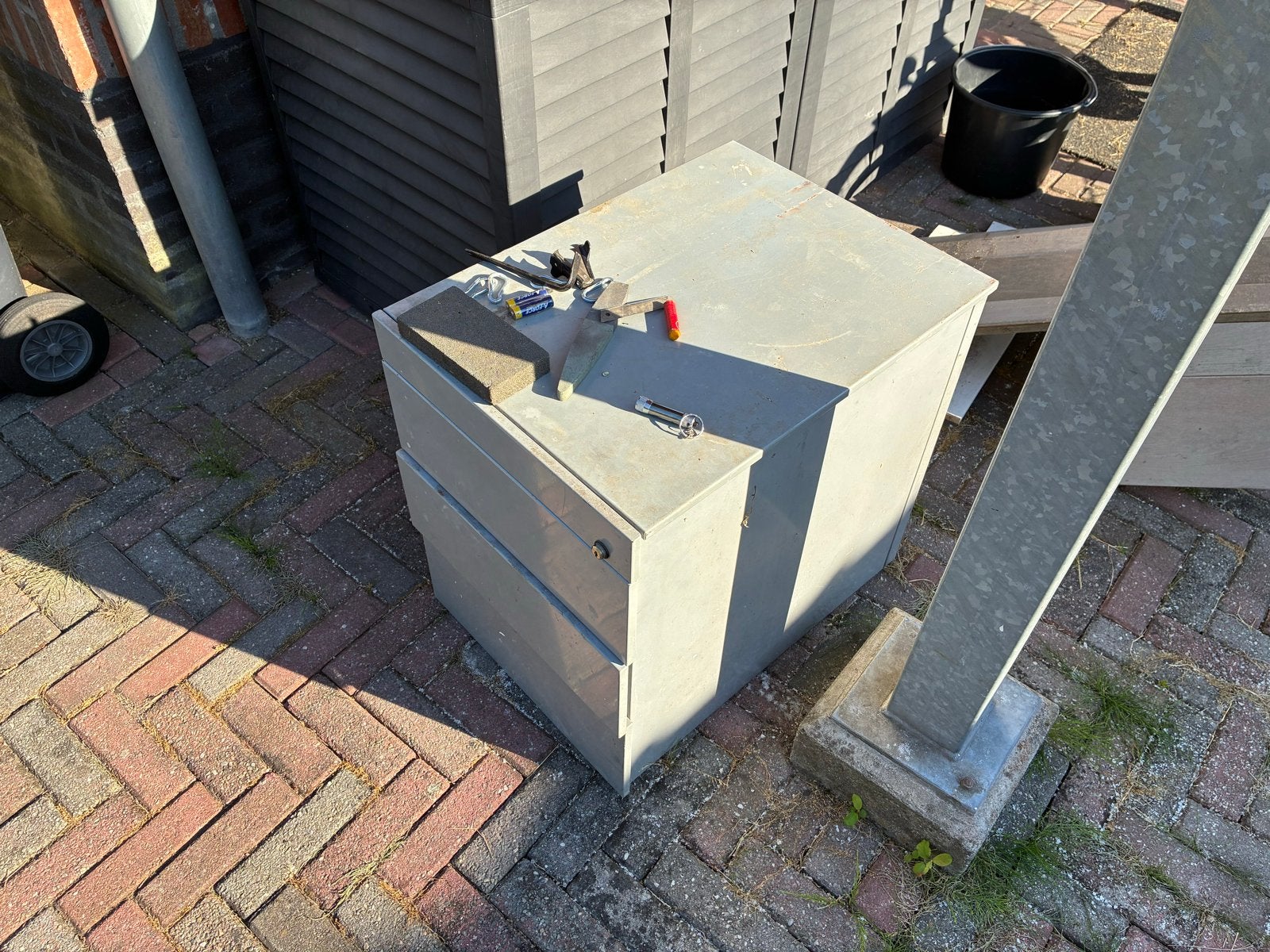 Stevig metalen laddenkastje met 4 laden, Huis en Inrichting, Kasten | Ladekasten, Ophalen, Minder dan 50 cm, Gebruikt, 1 of 2 laden