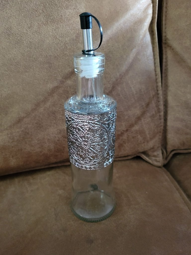 Decoratieve oliefles of azijnfles, Ophalen of Verzenden, Nieuw, Glas, Zilver